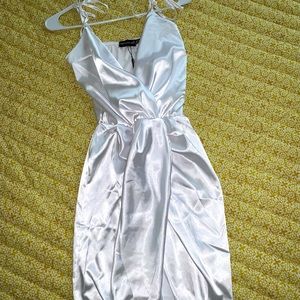 PrettyLittleThing White Satin Dress